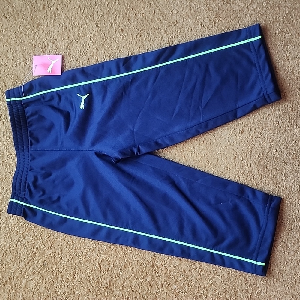 Puma Boys Track Pants Size 2T Navy and Lime Green - NWT